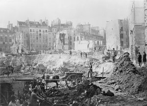 1858-78年、パリのモリエール通りの近くにあるムーランのマウンドの建設現場であるオペラ通りの建物 作： Charles Marville